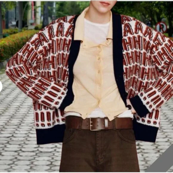 Zara Home Alone Logo Wool blend knit Jacket Cardigan NWT - Picture 9 of 16